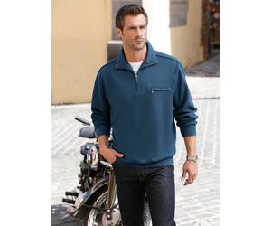 Sweatshirt HAJO, Herren, Gr. 52/54, blau (jeansblau), 62% Baumwolle, 38% Polyester, unifarben, Sweatshirts Sweatshirt (738580-52) jeansblau