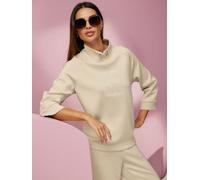 Sweatshirt HEINE, Damen, Gr. 34, beige (sand), 50% Modal, 44% Polyester, 6% Elasthan, unifarben, Rundhals, Sweatshirts Sweatshirt (63114108-34) sand