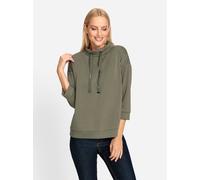 Sweatshirt HEINE, Damen, Gr. 34, grün (khaki), 50% Modal, 44% Polyester, 6% Elasthan, unifarben, Sweatshirts Sweatshirt (55841765-34) khaki