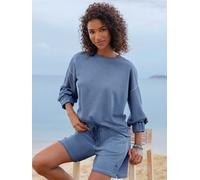 Sweatshirt HEINE, Damen, Gr. 34, jeansblau, 82% Baumwolle, 18% Polyester, gemustert, unifarben, Rundhals, Sweatshirts Sweatshirt (38099127-34) jeansblau