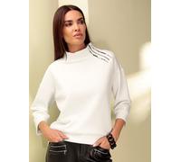 Sweatshirt HEINE, Damen, Gr. 36, beige (ecru), 50% Modal, 44% Polyester, 6% Elasthan, unifarben, Sweatshirts Sweatshirt (56240144-36) ecru