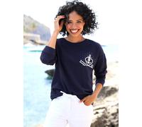 Sweatshirt HEINE, Damen, Gr. 36, marine, 82% Baumwolle, 18% Polyester, bedruckt, gemustert, mehrfarbig, unifarben, Rundhals, Sweatshirts Sweatshirt (99458367-36) marine
