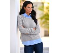 Sweatshirt HEINE, Damen, Gr. 38, grau, himmelblau, meliert, 100% Baumwolle, Webware:100% Baumwolle, unifarben, Rundhals, Sweatshirts Sweatshirt (45394013-38) grau, himmelblau, meliert