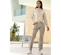 Sweatshirt HEINE, Damen, Gr. 40, beige (sand, bedruckt), 50% Modal, 44% Polyester, 6% Elasthan, unifarben, Rundhals, Sweatshirts Sweatshirt (41725855-40) sand, bedruckt