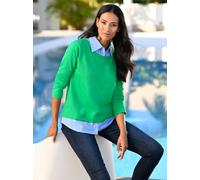 Sweatshirt HEINE, Damen, Gr. 40, grasgrün, himmelblau, 100% Baumwolle, Webware:100% Baumwolle, unifarben, Rundhals, Sweatshirts Sweatshirt (54467945-40) grasgrün, himmelblau