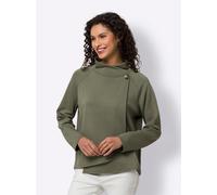 Sweatshirt HEINE, Damen, Gr. 42, grün (khaki), 50% Modal, 44% Polyester, 6% Elasthan, unifarben, Rundhals, Sweatshirts Sweatshirt (45568656-42) khaki