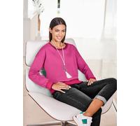 Sweatshirt HEINE, Damen, Gr. 42, pink (fuchsia), 100% Baumwolle, unifarben, Rundhals, Sweatshirts Sweatshirt (41889428-42) fuchsia