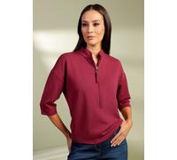 Sweatshirt HEINE, Damen, Gr. 42, rot (dunkelrot), 50% Modal, 44% Polyester, 6% Elasthan, unifarben, Rundhals, Sweatshirts Sweatshirt (52263144-42) dunkelrot