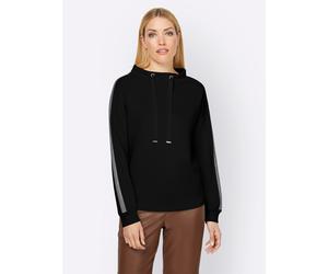Sweatshirt HEINE, Damen, Gr. 42, schwarz, 50% Modal, 44% Polyester, 6% Elasthan, unifarben, Rundhals, Sweatshirts Sweatshirt (53246668-42) schwarz