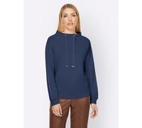 Sweatshirt HEINE, Damen, Gr. 44, blau (dunkelblau), 50% Modal, 44% Polyester, 6% Elasthan, unifarben, Rundhals, Sweatshirts Sweatshirt (28464500-44) dunkelblau