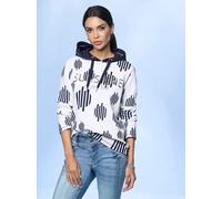 Sweatshirt HEINE, Damen, Gr. 44, blau (marine, ecru, bedruckt), 60% Baumwolle, 40% Polyester, bedruckt, gemustert, mehrfarbig, Sweatshirts Sweatshirt (46856826-44) marine, ecru, bedruckt