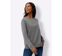 Sweatshirt HEINE, Damen, Gr. 44, grau, 100% Baumwolle, unifarben, Rundhals, Sweatshirts Sweatshirt (60903014-44) grau