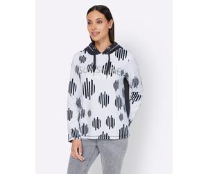 Sweatshirt HEINE, Damen, Gr. 46, blau (marine, ecru, bedruckt), 60% Baumwolle, 40% Polyester, bedruckt, gemustert, mehrfarbig, Sweatshirts Sweatshirt (46856826-46) marine, ecru, bedruckt