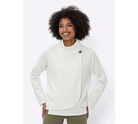 Sweatshirt HEINE, Damen, Gr. 50, beige (ecru), 50% Modal, 44% Polyester, 6% Elasthan, unifarben, Rundhals, Sweatshirts Sweatshirt (66560064-50) ecru
