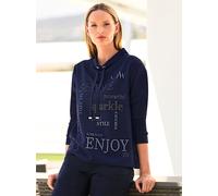 Sweatshirt HEINE, Damen, Gr. 50, blau (marine), 50% Modal, 44% Polyester, 6% Elasthan, gemustert, unifarben, Sweatshirts Sweatshirt (46281501-50) marine
