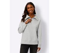 Sweatshirt HEINE, Damen, Gr. 50, grau (hellgrau, meliert), 98% Baumwolle, 2% Viskose, meliert, unifarben, Rundhals, Sweatshirts Sweatshirt (23479126-50) hellgrau, meliert