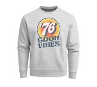 Sweatshirt Herren Aufdruck Print Good Vibes Retro Vintage Grafik Rundhals-Pullover Fashion Streetwear - Good Vibes '76 grau XXL
