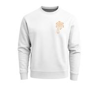 Sweatshirt Herren Aufdruck Print Palme Line Art Motiv Rundhals-Pullover Fashion Streetwear - Palm Lineart Logo weiß 3XL