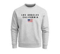 Sweatshirt Herren Bedruckt Schriftzug California Los Angeles USA Amerika Flagge Rundhals-Pullover - California grau XS