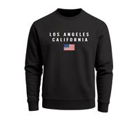 Sweatshirt Herren Bedruckt Schriftzug California Los Angeles USA Amerika Flagge Rundhals-Pullover - California schwarz M