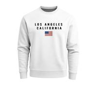 Sweatshirt Herren Bedruckt Schriftzug California Los Angeles USA Amerika Flagge Rundhals-Pullover - California weiß 4XL