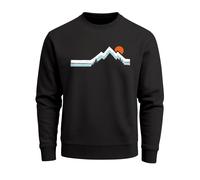 Sweatshirt Herren Berg Wandern Natur Outdoor Aufdruck Print Rundhals-Pullover Fashion Streetwear - Mountain Sun schwarz S