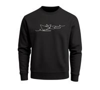 Sweatshirt Herren Boot Polygon Papier-Schiff Origami Aufdruck Print Rundhals-Pullover Fashion Streetwear - Paperschiff schwarz 5XL
