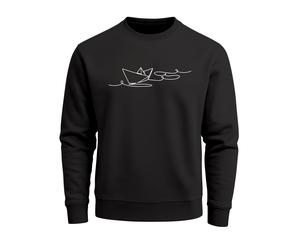 Sweatshirt Herren Boot Polygon Papier-Schiff Origami Aufdruck Print Rundhals-Pullover Fashion Streetwear - Paperschiff schwarz XXL