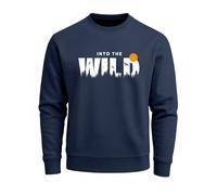 Sweatshirt Herren Brustprint Bedruckt Into The Wild Schriftzug Outdoor Fashion Rundhals-Pullover - Into the Wild navy XS