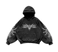 Sweatshirt Herren Damen Y2K Vintage Print Casual Hoodie College Style Gothic Langarm Hoodie Lose Street Retro Paar Sweatshirt Halloween Outfit Fashion Bequeme Mantel Regular Oberteile