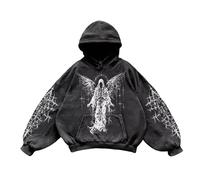 Sweatshirt Herren Damen Y2K Vintage Print Casual Hoodie College Style Gothic Langarm Hoodie Lose Street Retro Paar Sweatshirt Halloween Outfit Fashion Bequeme Mantel Regular Oberteile