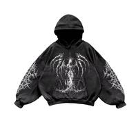 Sweatshirt Herren Damen Y2K Vintage Print Casual Hoodie College Style Gothic Langarm Hoodie Lose Street Retro Paar Sweatshirt Halloween Outfit Fashion Bequeme Mantel Regular Oberteile