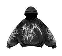 Sweatshirt Herren Damen Y2K Vintage Print Casual Hoodie College Style Gothic Langarm Hoodie Lose Street Retro Paar Sweatshirt Halloween Outfit Fashion Bequeme Mantel Regular Oberteile