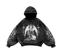 Sweatshirt Herren Damen Y2K Vintage Print Casual Hoodie College Style Gothic Langarm Hoodie Lose Street Retro Paar Sweatshirt Halloween Outfit Fashion Bequeme Mantel Regular Oberteile