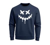 Sweatshirt Herren Drip Face Techwear Fashion Streetstyle Smiling Face Smile Trend Rundhals-Pullover Fashion - Smile Face navy 5XL