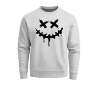 Sweatshirt Herren Drip Face Techwear Fashion Streetstyle Smiling Face Smile Trend Rundhals-Pullover Fashion - Smile Face grau-schwarz L
