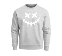 Sweatshirt Herren Drip Face Techwear Fashion Streetstyle Smiling Face Smile Trend Rundhals-Pullover Fashion - Smile Face grau-weiss 3XL