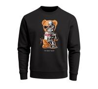 Sweatshirt Herren Frontprint Pullover mit Print I’ll Bear Back Teddy mit Cyborg Design Fun Streetwear Fashion - Teddy Robot schwarz XL