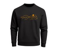 Sweatshirt Herren Grafik-Design Outdoor Motiv Line Art Wandern Bergsteigen Rundhals Pullover - Bergkette schwarz 5XL