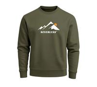Sweatshirt Herren Grafik Print Berge Frontprint Pullover mit minimalistischem Natur-Aufdruck Fashion Streetwear oliv M