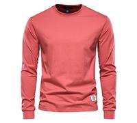 Sweatshirt Herren, Herren Funktionsshirt Langarm T-Shirts, Sportliches Und Atmungsaktives Langarmshirt, Einfarbig Schnell Trocknendes Sportshirt FüR MäNner T-Shirt Rot XL
