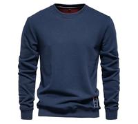 Sweatshirt Herren Jugend Klassisch Trend Pullover Leichte Komfortabel Casual Langärmeliges Tops Regular Fit Mode Urban Sportshirt B-Navy M