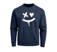 Sweatshirt Herren mit Aufdruck Motiv Smile Print Rundhals-Pullover Fashion Streetwear
