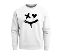 Sweatshirt Herren mit Aufdruck Motiv Smile Print Rundhals-Pullover Fashion Streetwear - Creepy Smile weiß 4XL