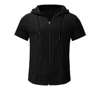 Sweatshirt Herren Mit Kapuze - Sport Shirt Herren Mit Reißverschluss, Kurzarm Sport Kapuzenjacke Mit Drawstring Tank Top Kapuzenpullover Gym Fitness Sportshirt Ärmelloser Hoodie Muskelshirt