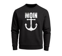 Sweatshirt Herren Moin Anker Retro Print Aufdruck Maritim Nordisch Rundhals-Pullover Fashion Streetwear - Moin Anker schwarz M