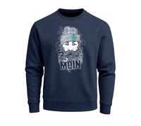 Sweatshirt Herren Moin Kapitän Bart Anker Nordisch Hamburg Rundhals-Pullover Fashion Streetwear - Moin navy 5XL