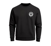 Sweatshirt Herren Motiv Drip Face Drippy Smile Herz-Augen Lächeln Graffiti Rundhals-Pullover Streetwear - Smile schwarz XXL