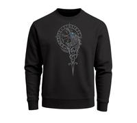 Sweatshirt Herren Odin Ragnar Gott Nordisch Runen Valhalla Wikinger Nordmänner Pullover - Fenrir Kompass 2 schwarz M