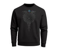 Sweatshirt Herren Odin Ragnar Gott Nordisch Runen Valhalla Wikinger Nordmänner Pullover - Fenrir Kompass 1 schwarz 3XL